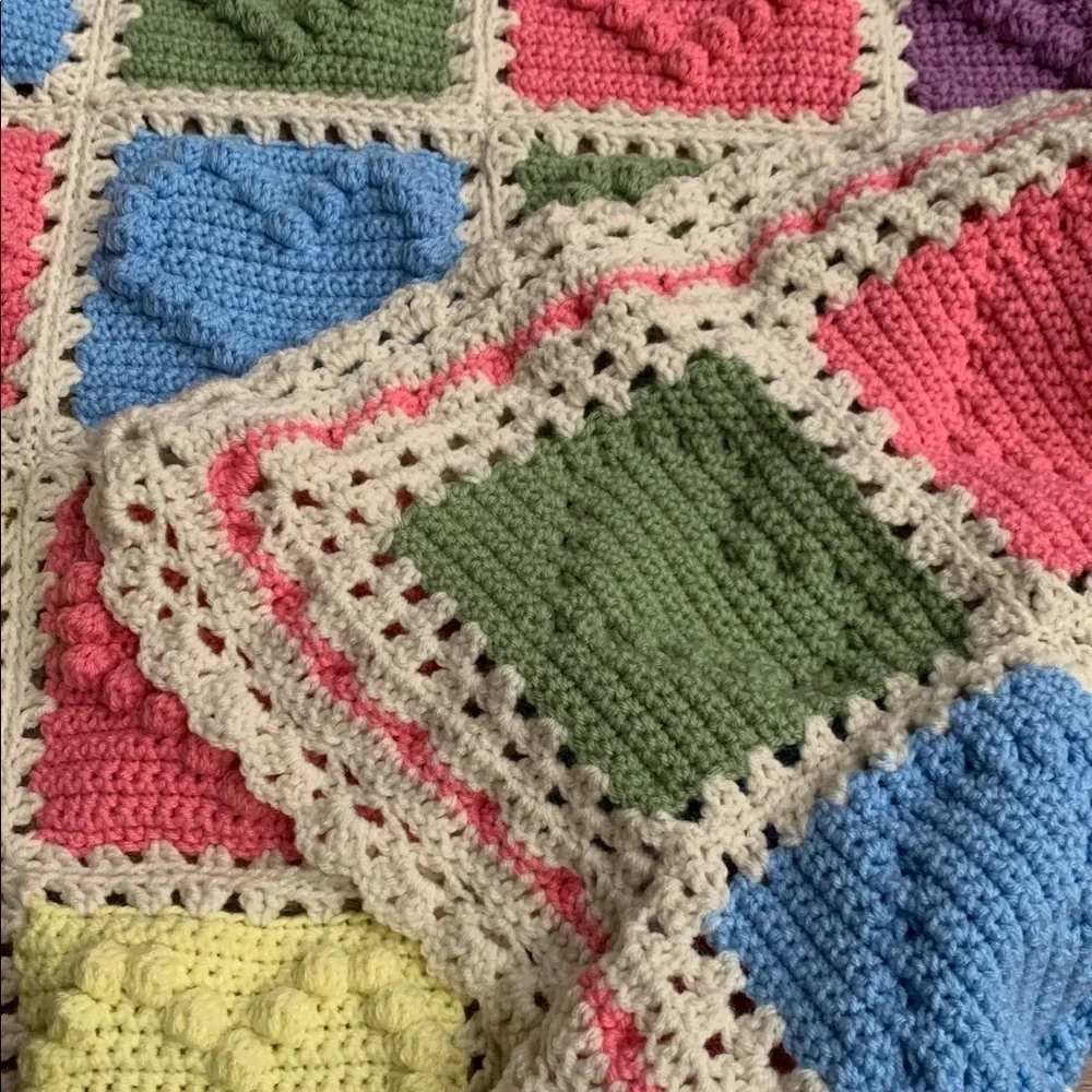 Colorful Crochet Heart Blanket